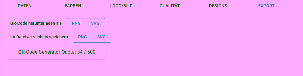 Bild aus JustUse QR-Code Generator zum Export des QR-Codes